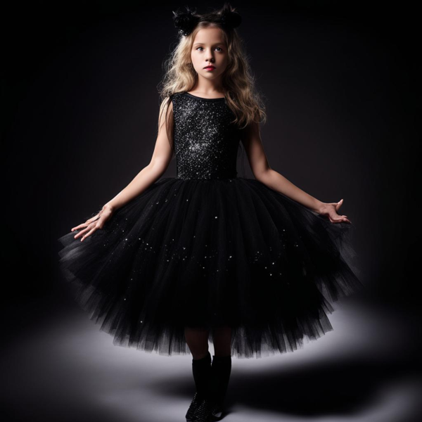 Lrrtwer Halloween Costume Dress - Mesmerizing Black Tulle Tutu for Girls' Dance and Prom Parties!