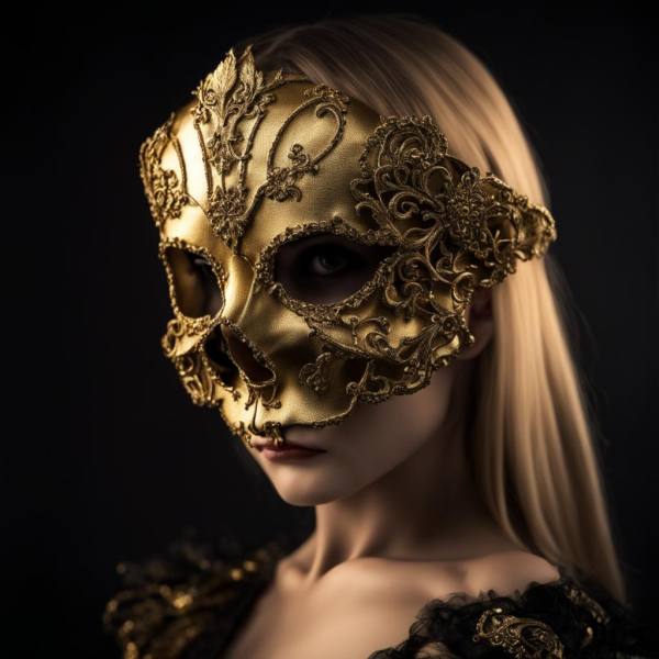 ZinniDay Gold Skull Masquerade Mask: Handcrafted Elegance for Halloween, Cosplay, and Mardi Gras